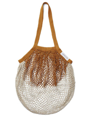 Mesh Tote . Organic Cotton Nuka Bag - Mustard / Sandy