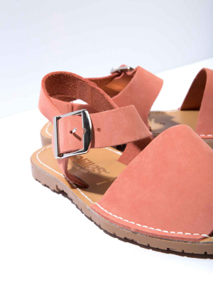 Coral Pesca - Coral Nubuck Leather Buckle Sandal