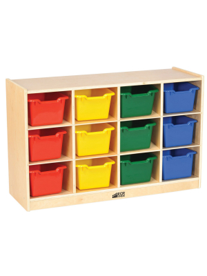 Ecr4kids 12 Cubby School Storage Cabinet - Rolling Cabinet With 12 Assorted Bins