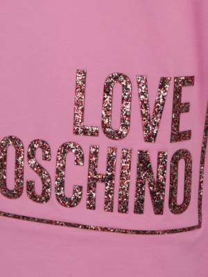 Love Moschino Glitter Logo Printed T-shirt