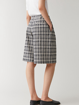 Checked Cotton Seersucker Shorts