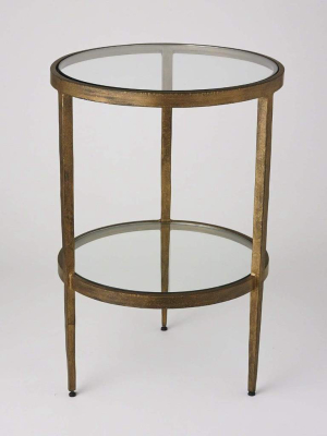 Global Views Laforge Two Tier Side Table Antique Gold