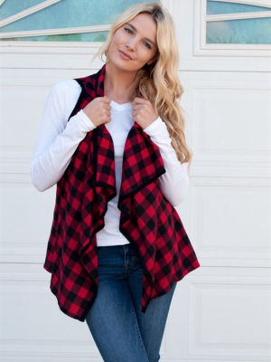 Plaid Draped Vest