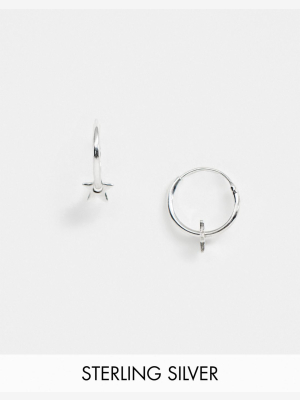 Kingsley Ryan Sterling Silver Mini Star Hoop Earrings