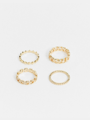 Pieces 4 Pack Chain Rings In Gold