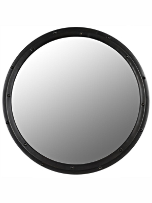 Noir Metal Black Round Mirror