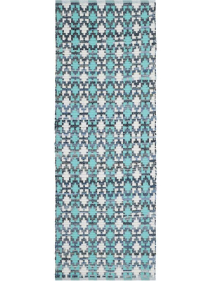 Montauk Mosaic Turquoise/multi Runner Rug