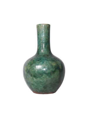 Globular Vase Speckled Green