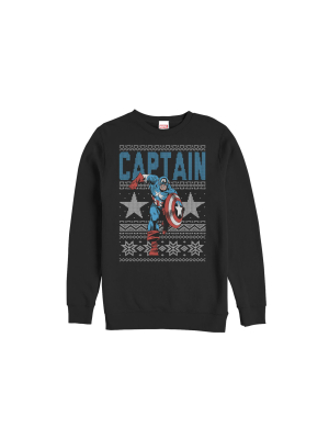 Men's Marvel Ugly Christmas Captain America Star Sweatshirt