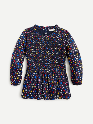 Girls' Smocked Top In Allover Star Print