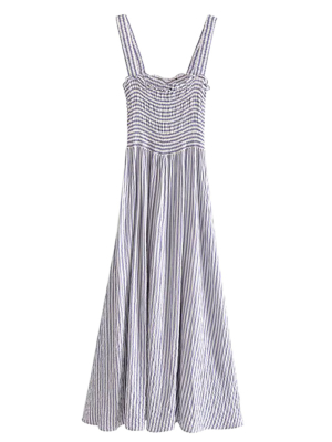 'paisley' Striped Ruched Maxi Dress