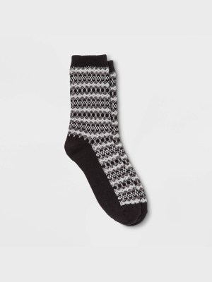 Warm Essentials By Cuddl Duds Women's Fair Isle Geo Crew Socks 4-10