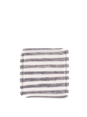 Square Ceramic Tray - Gray Stripe