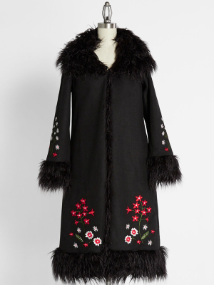 Folkloric Nordic Floral Embroidered Coat