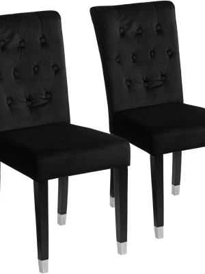 Studio 55d Argyle Black Tufted Armless Dining Chairs Set Of 2