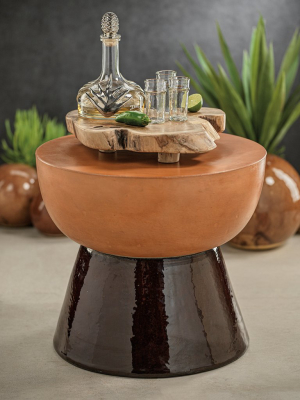 San Miguel Two-tone Concrete Table - Terracotta/brown