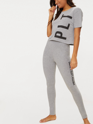 Prettylittlething Grey Legging Pj Set