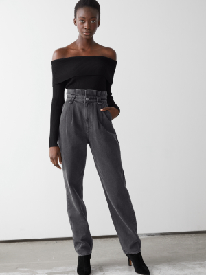 Tapered High Waist Paperbag Jeans