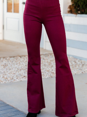 Go Have A Good Time Wine Red Flare Jeggings