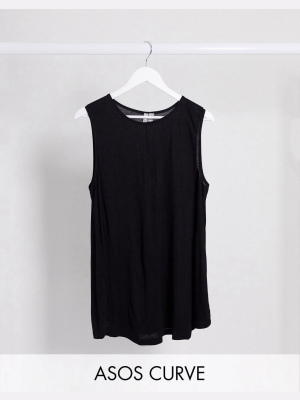 Asos Design Curve Oversized Longline Swing Tank In Black