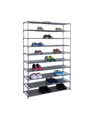 Home Basics 50 Pair Non-woven Multi-purpose Stackable Free-standing Shoe Rack, Grey