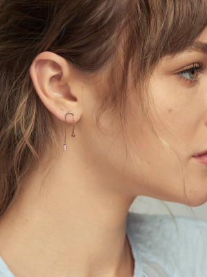 Ruby & Sapphire Box Chain Earrings