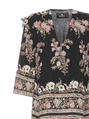 Etro Floral Print V-neck Dress