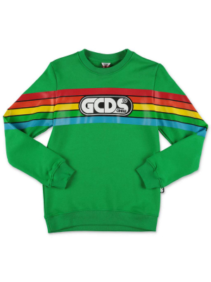 Gcds Kids Rainbow Stripe Logo Printed Sweatshirt