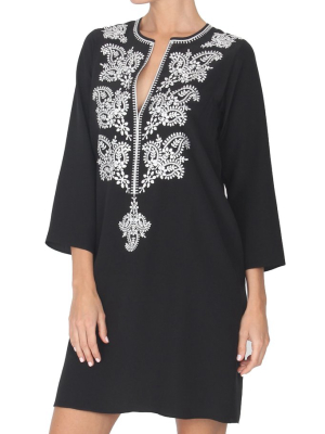 Embroidered Silk Solid Dress