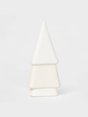 7.75in Ceramic 2 Tier Christmas Tree Decorative Figurine White - Wondershop™