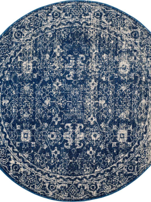 Evoke Vintage Navy/ivory Round Rug