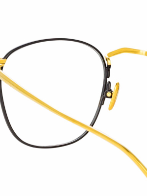 The Simon | Square Optical Frame In Yellow Gold And Black (c18)