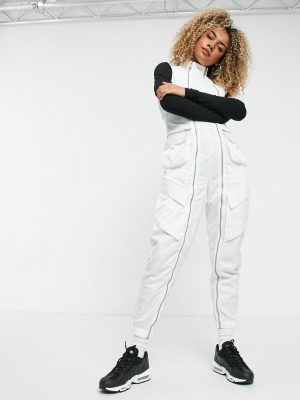 Nike Jordan Jumpsuit In White With Utility Pockets