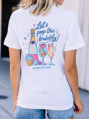 Comfort Colors: Pop The Bubbly White Birthday Graphic Tee