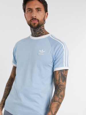 Adidas Originals T-shirt With 3 Stripes In Light Blue