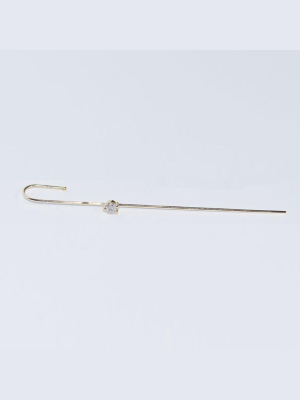 Salt & Pepper Diamond Gold Single Needle Earring