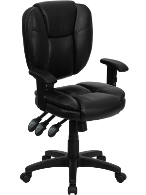 Flash Furniture Mid-back Multifunction Swivel Ergonomic Task Office Chair With Pillow Top Cushioning And Adjustable Arms