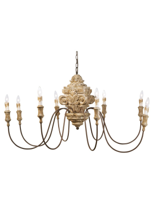 Wood Carved Chandelier