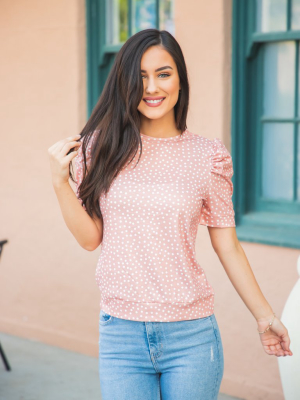 Elara Top - Peach Dot