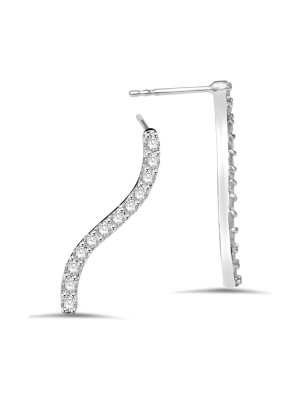 Pompeii3 3/8ct Diamond Ear Crawler Studs 14k White Gold