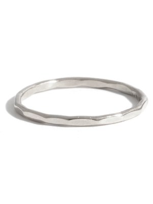 Hammered Texture 1mm Band - White Gold