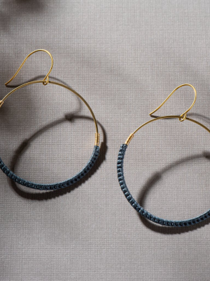 Slate Macrame Hoop Earrings