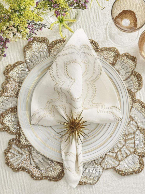 Kim Seybert Botanica Placemat - Set Of 2 - White & Gold & Silver