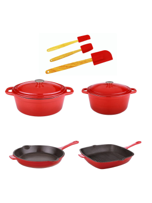 Berghoff Neo 9pc Cast Iron Cookware Set, Red