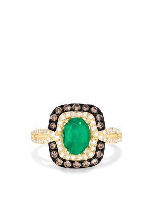 Effy Brasilica 14k Yellow Gold Emerald, Cognac & White Diamond Ring, 1.70 Tcw