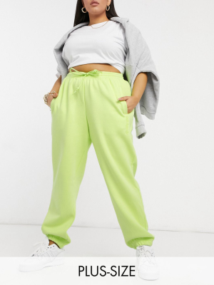 Adidas Originals "cozy Comfort" Plus Oversized Cuffed Sweatpants In Frozen Yellow