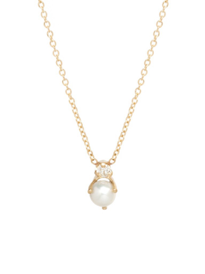 14k Pearl & White Diamond Necklace