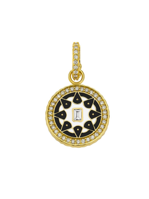 Small Black & White Enamel Mandala Pendant