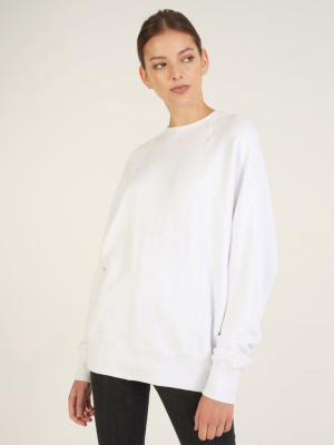 So Uptight Drop Raglan French Terry Sweatshirt In White