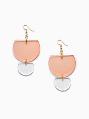 Lucite Double Half-round Earrings - Watermelon